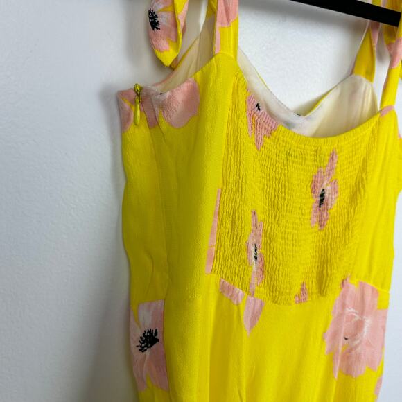 Zara Womens Skater Babydoll Sleeveless Yellow/Pink Floral Mini Dress Medium - Picture 7 of 11